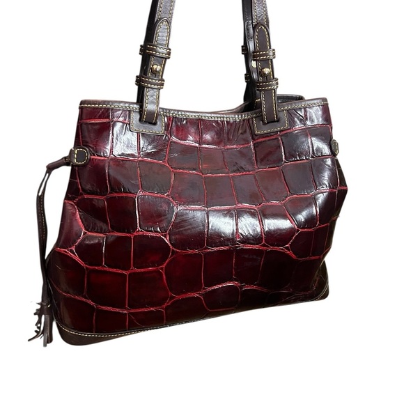 Dooney & Bourke Red Croc-Embossed Shoulder Bag - Picture 3 of 10